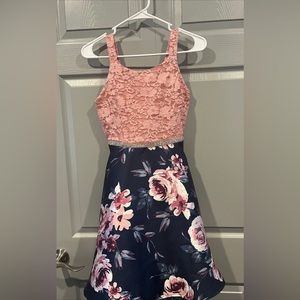 Worn 1x. Like New. Girls sz 16 dress flower floral sleeveless tank sparkle.